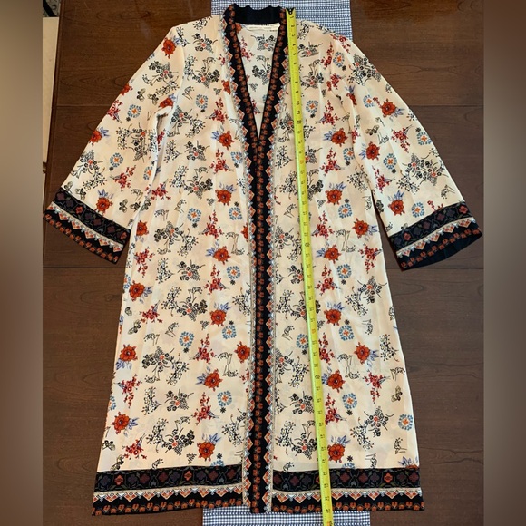 Chelsea & Violet Kimono Duster Asian Floral Boho Chic Lightweight Size Large - Picture 7 of 9